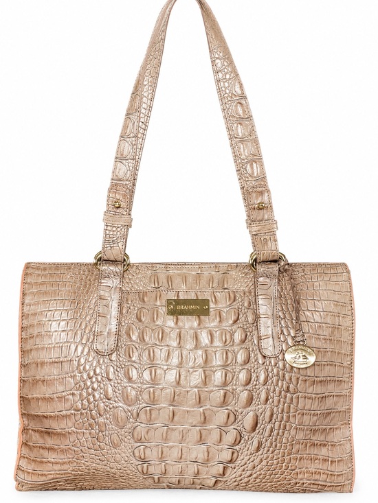 Brahmin Handbags - Brahmin Taupe Croc-Embossed Leather Shoulder Bag